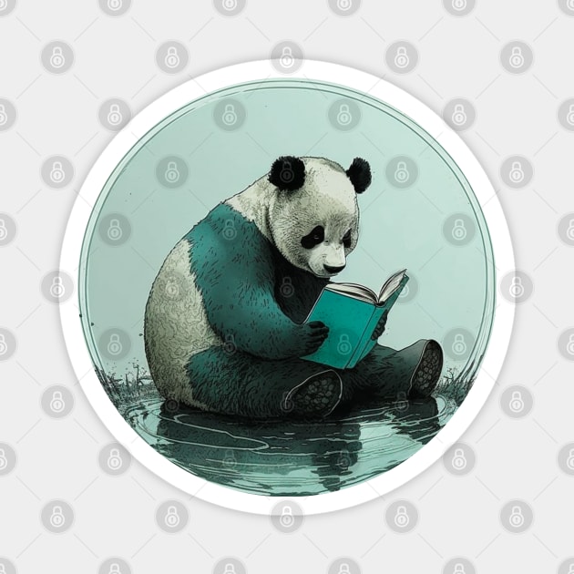 Panda Bear Book Lover Magnet by pandas doing stuff